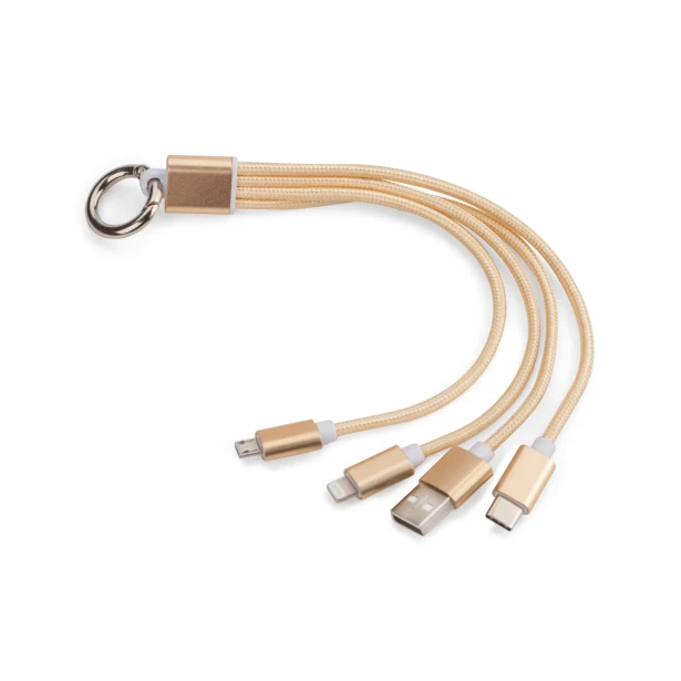 TAUS złoty kabel USB 3 w 1 z logo – 220 mm
