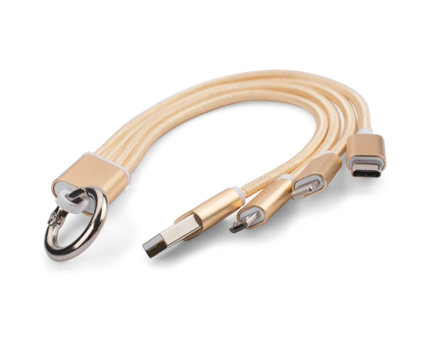 TAUS złoty kabel USB 3 w 1 z logo – 220 mm
