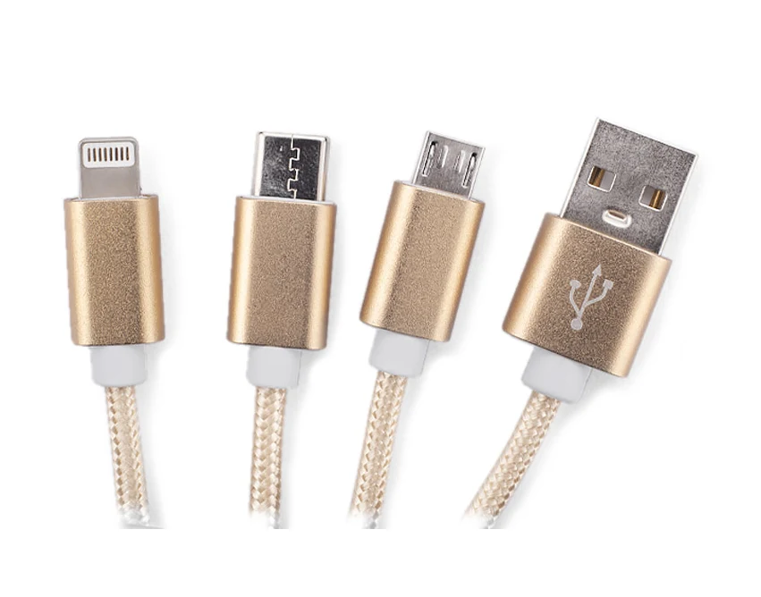 TAUS złoty kabel USB 3 w 1 z logo – 220 mm