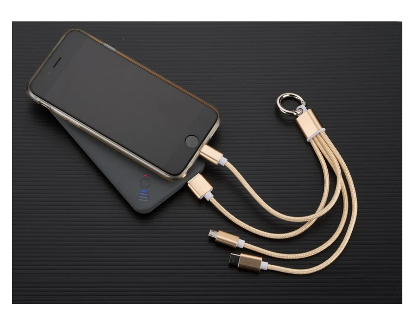 TAUS złoty kabel USB 3 w 1 z logo – 220 mm
