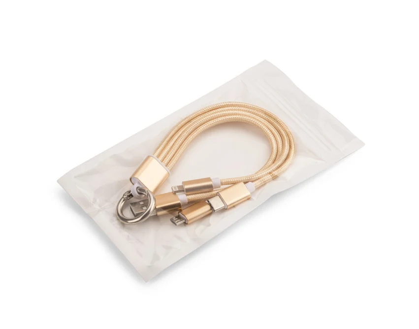 TAUS złoty kabel USB 3 w 1 z logo – 220 mm