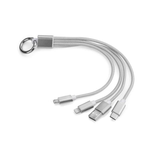 TAUS kabel USB z logo 3 w 1, srebrny 220 mm