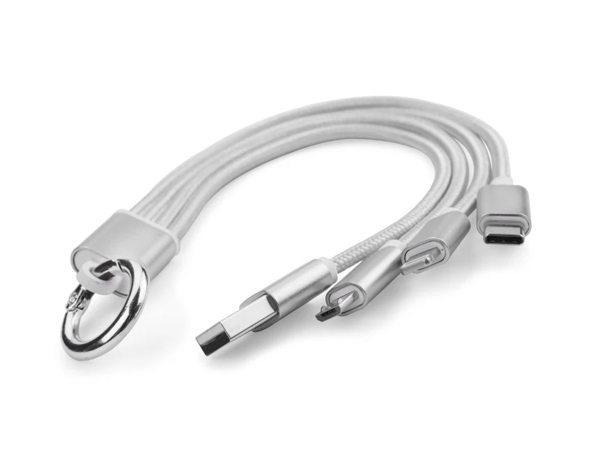 TAUS kabel USB z logo 3 w 1, srebrny 220 mm