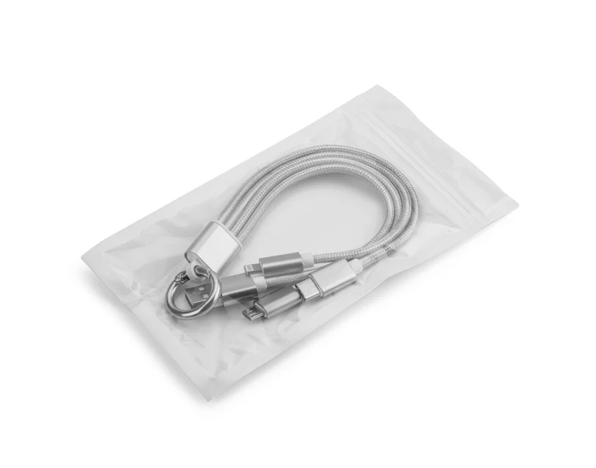 TAUS kabel USB z logo 3 w 1, srebrny 220 mm