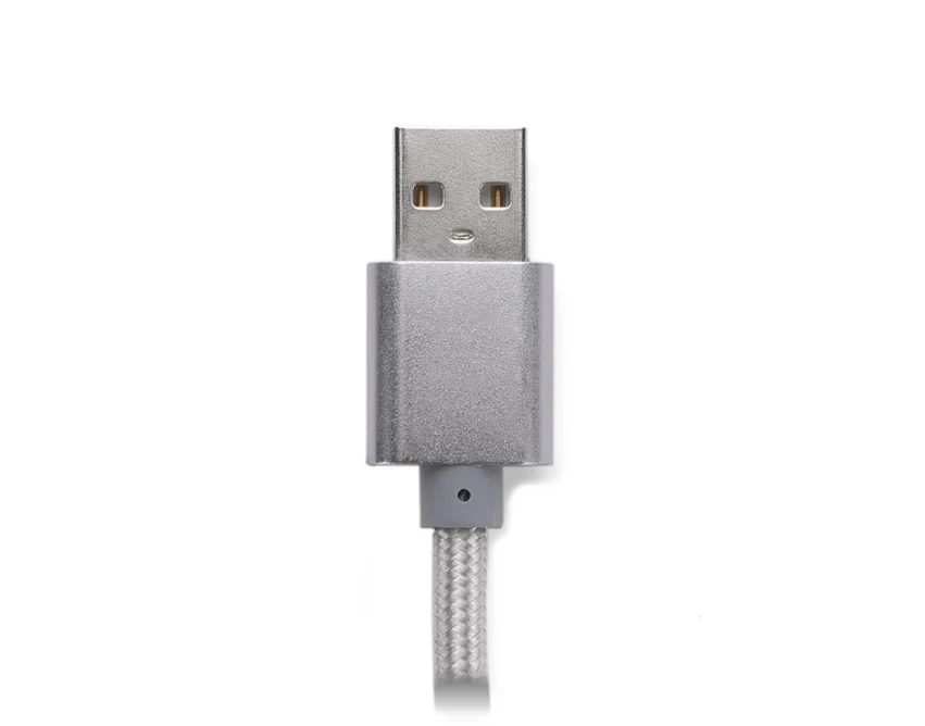 Kabel TALA USB z logo 1200 mm – srebrny 3 w 1