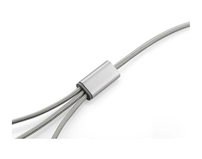 Kabel TALA USB z logo 1200 mm – srebrny 3 w 1