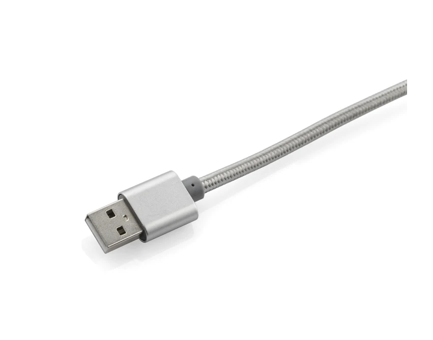 Kabel TALA USB z logo 1200 mm – srebrny 3 w 1