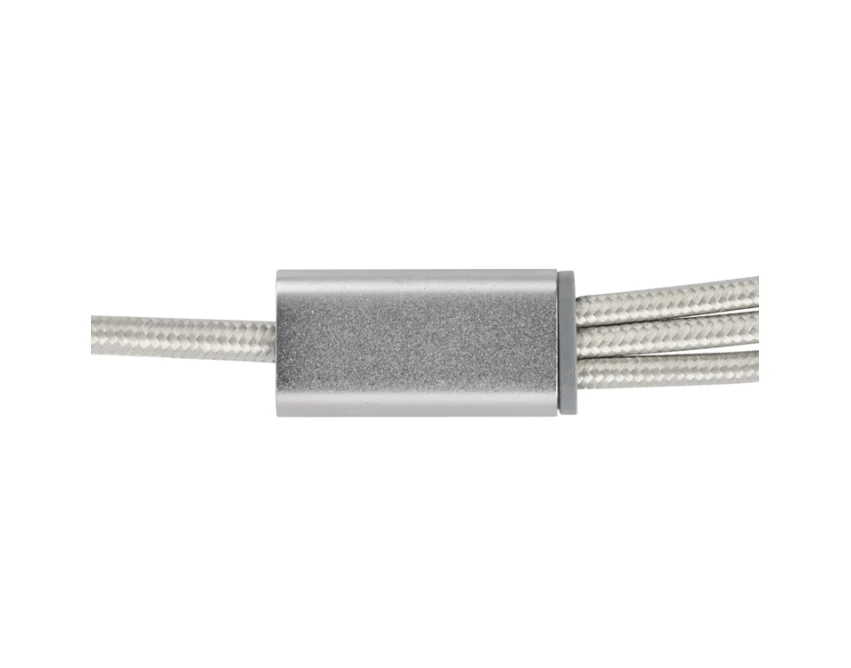 Kabel TALA USB z logo 1200 mm – srebrny 3 w 1