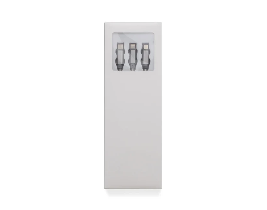 Kabel TALA USB z logo 1200 mm – srebrny 3 w 1