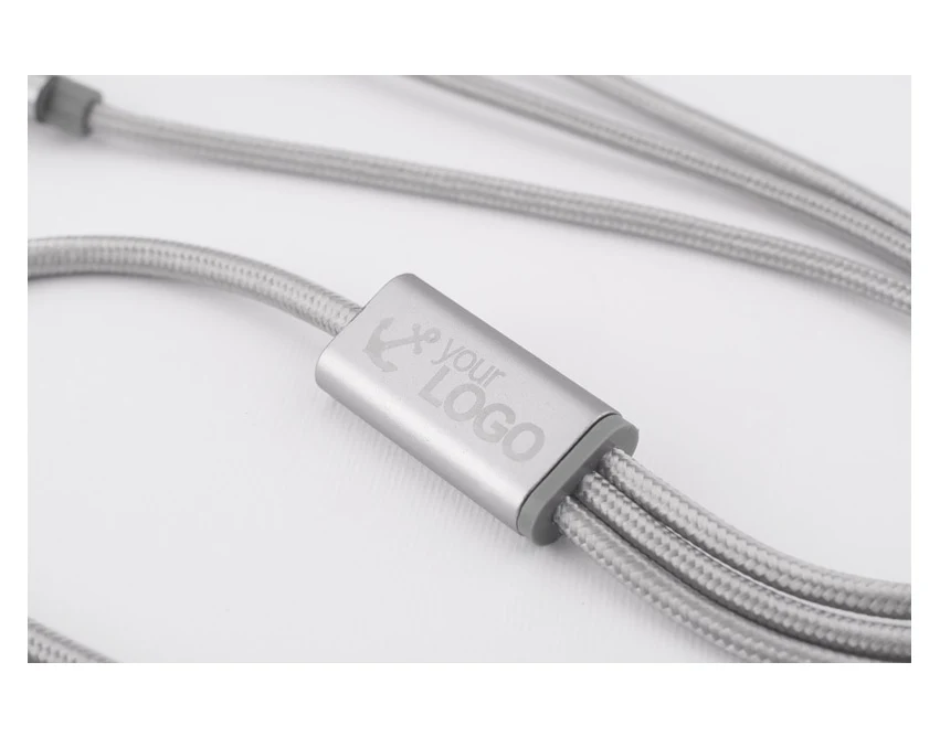 Kabel TALA USB z logo 1200 mm – srebrny 3 w 1