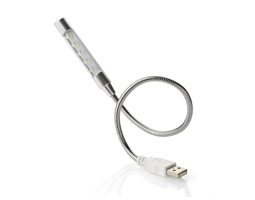 Srebrna lampka USB PROBE z 5 LED i grawerem logo firmy