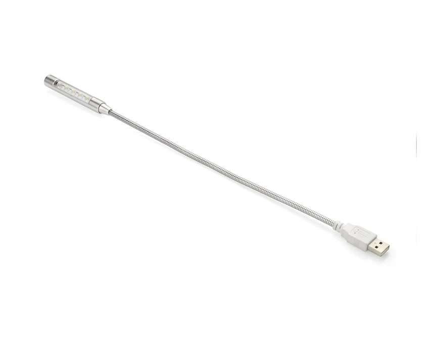 Srebrna lampka USB PROBE z 5 LED i grawerem logo firmy