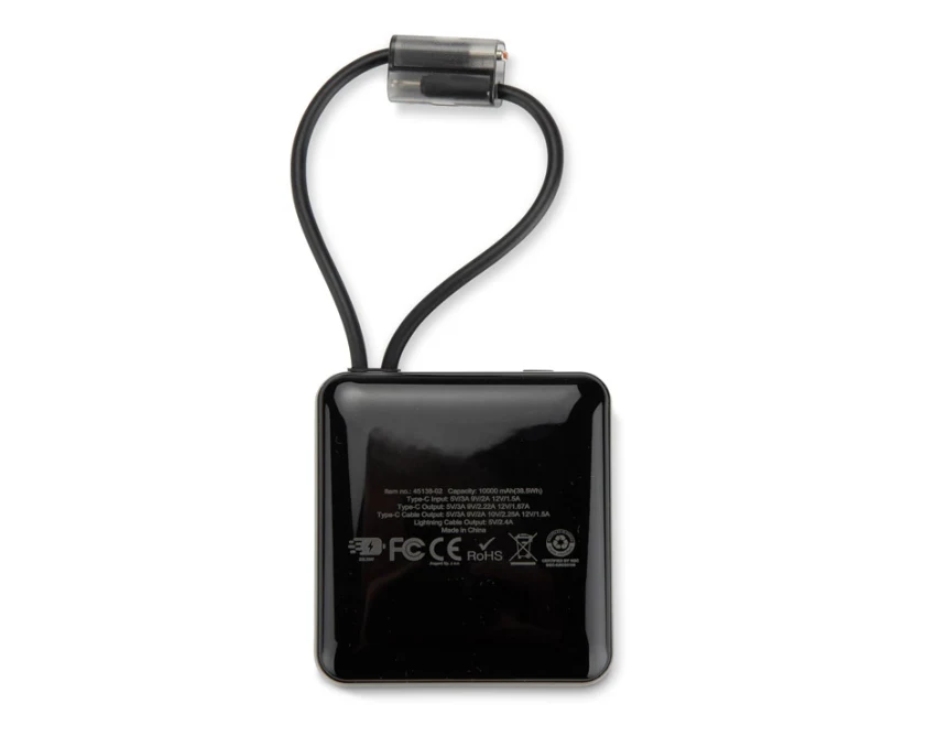 Powerbank LUMERO 10000 mAh z wbudowanym kablem czarny