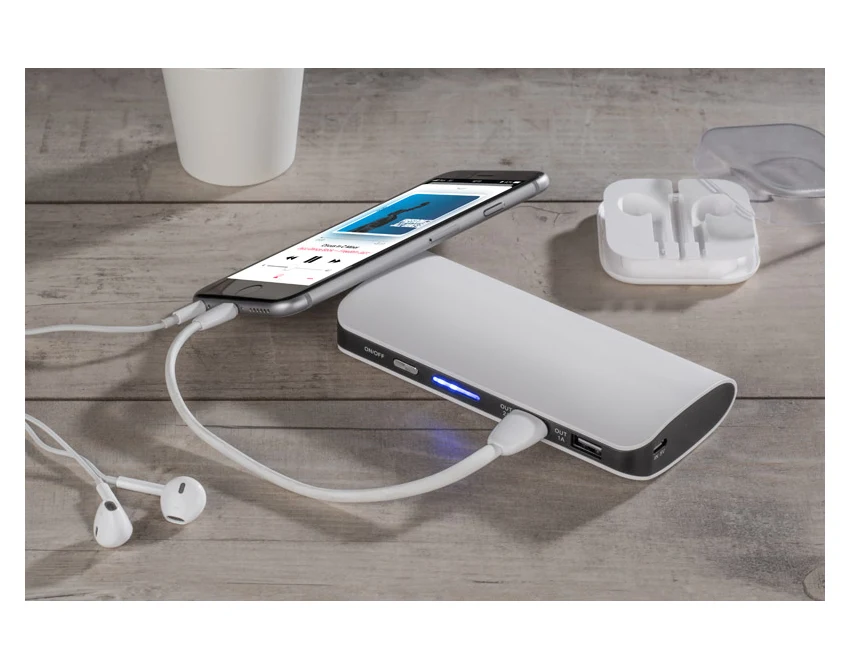 Power bank TIEN 10 000 mAh biały, bardzo pojemny