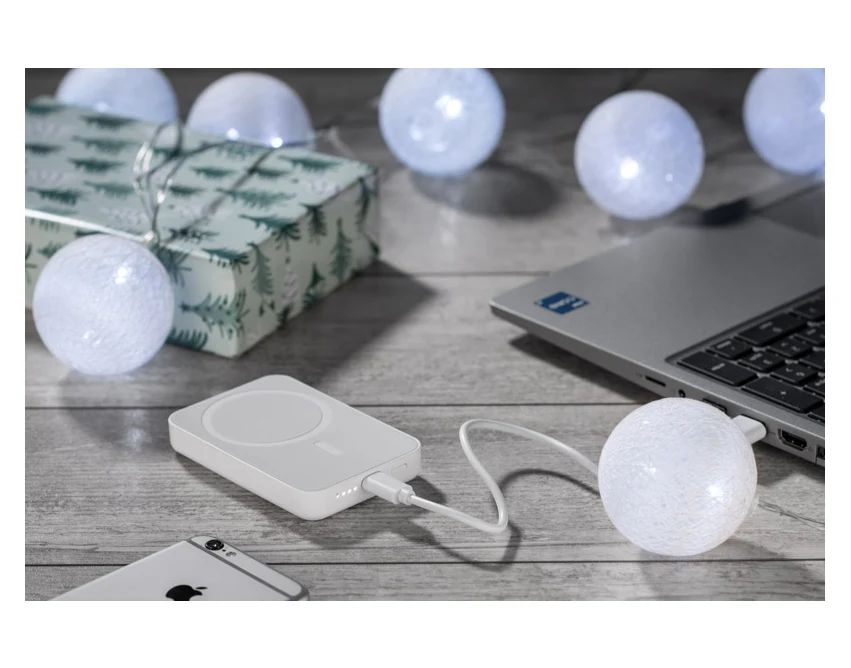 Powerbank PRESTI 5000 mAh biały, ładowanie bezprzew.