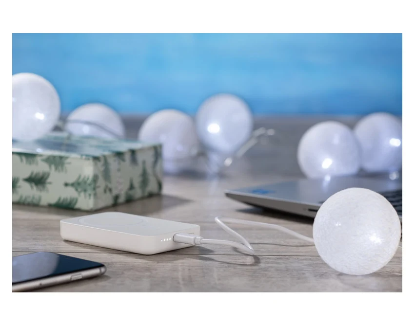 Powerbank PRESTI 5000 mAh biały, ładowanie bezprzew.