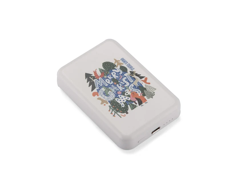 Powerbank PRESTI 5000 mAh biały, ładowanie bezprzew.