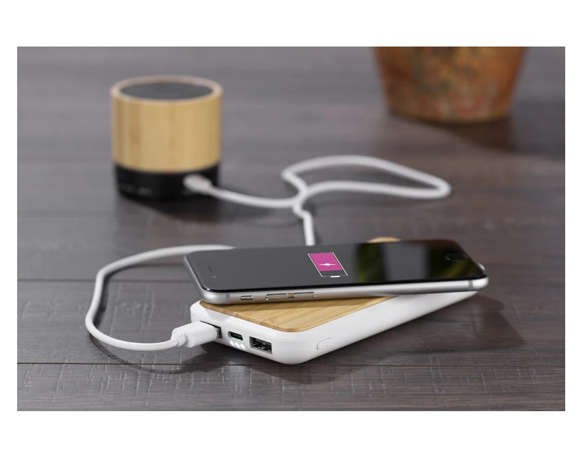 Eko powerbank bambusowy RONI 10000 mAh na konferencje
