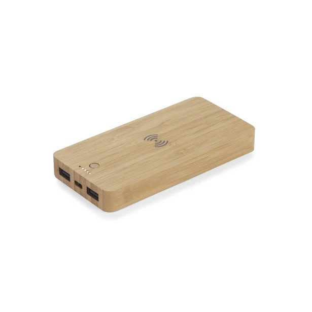 Powerbank BORRA 10000 mAh bambusowy z ładowaniem Qi