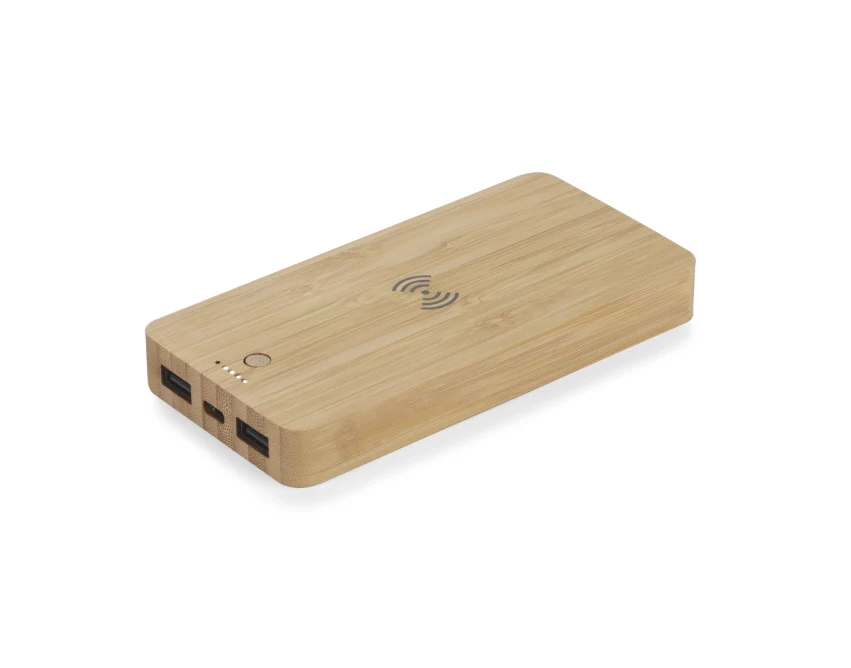 Powerbank BORRA 10000 mAh bambusowy z ładowaniem Qi