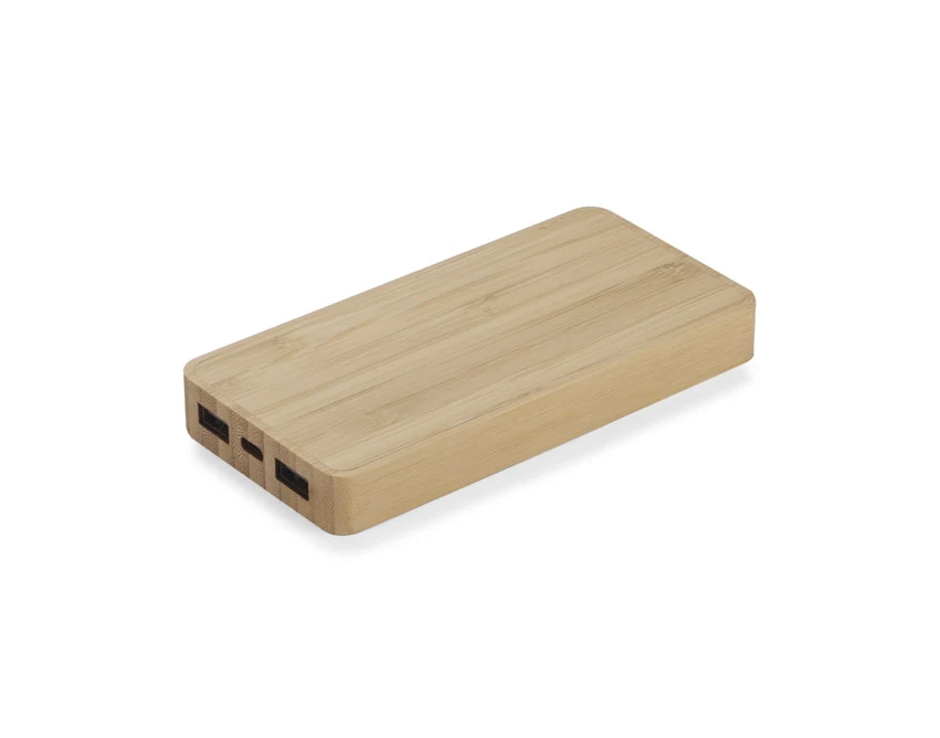 Powerbank BORRA 10000 mAh bambusowy z ładowaniem Qi