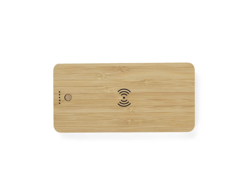Powerbank BORRA 10000 mAh bambusowy z ładowaniem Qi