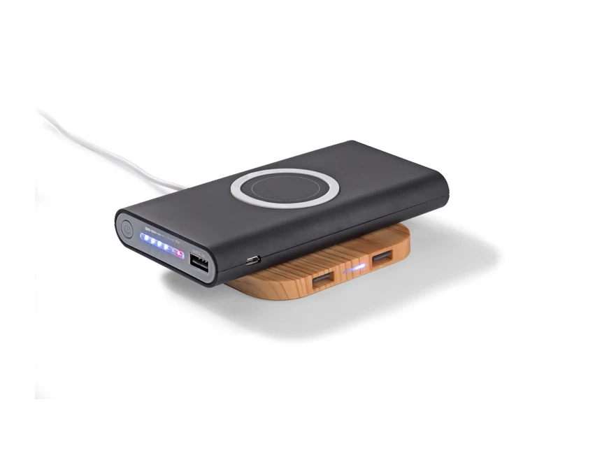 DOUBLE bezprzewodowy powerbank 8000 mAh czarny