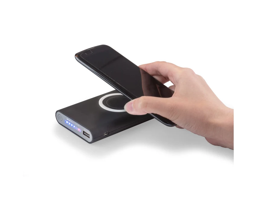 DOUBLE bezprzewodowy powerbank 8000 mAh czarny