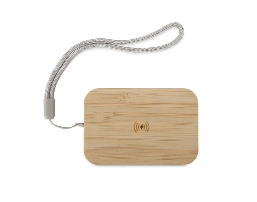 BUMO kabel USB z logo w beżowym etui z bambusa