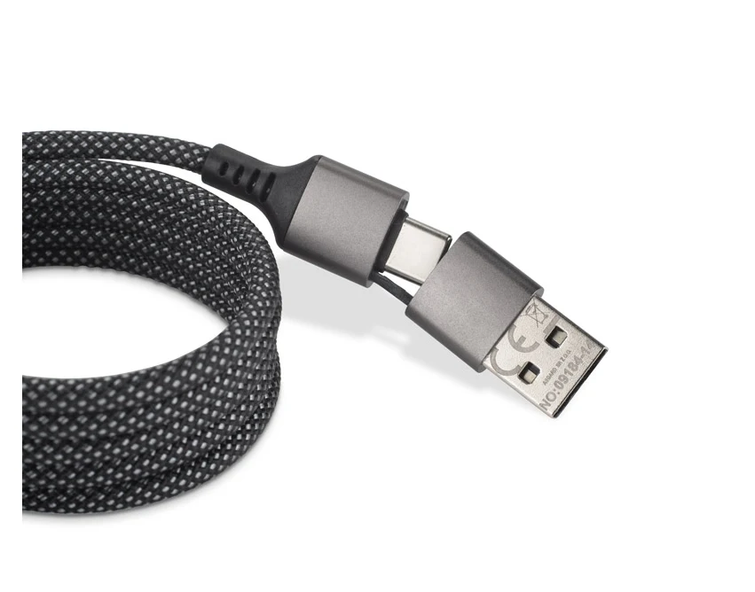 ALEKSA kabel do ładowania z logo, srebrny 1104 mm