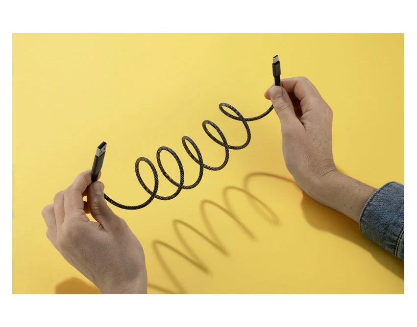ALEKSA kabel do ładowania z logo, srebrny 1104 mm