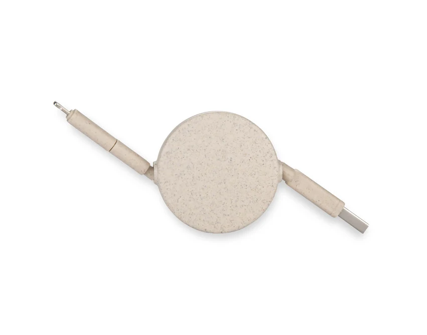 SLOPI zwijany kabel USB z logo z korka, naturalny