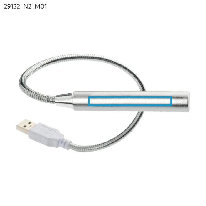 Schemat znakowania dla Tampondruk - N2 na gadżecie: Srebrna lampka USB PROBE z 5 LED i grawerem logo firmy