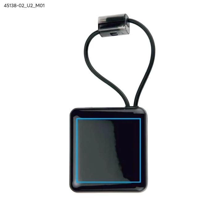 Schemat znakowania dla Nadruk UV - U2 na gadżecie: Powerbank LUMERO 10000 mAh z wbudowanym kablem czarny