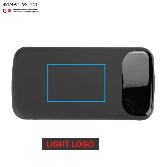 Schemat znakowania dla Grawerowanie laserowe - G5 na gadżecie: Mocny powerbank MING-PRO 10000 mAh czerwony LED
