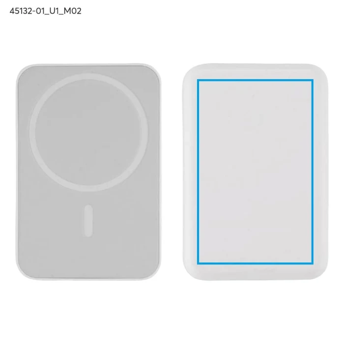 Schemat znakowania dla Nadruk UV - U1 na gadżecie: Powerbank PRESTI 5000 mAh biały, ładowanie bezprzew.