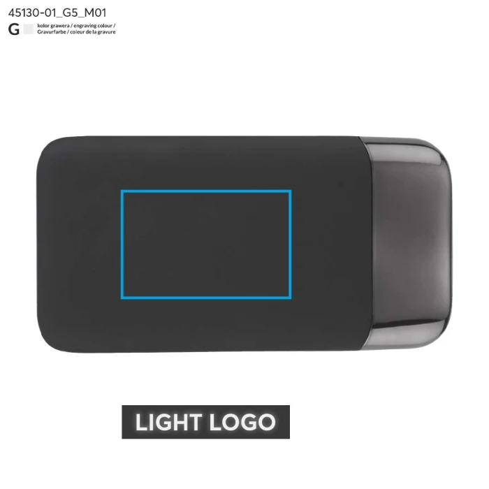 Schemat znakowania dla Grawerowanie laserowe - G5 na gadżecie: Powerbank MING 8000 mAh z podświetlanym logo LED