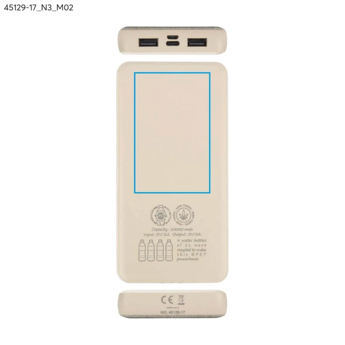 Schemat znakowania dla Tampondruk - N3 na gadżecie: REPPO powerbank eko 10000 mAh rPET, naturalny