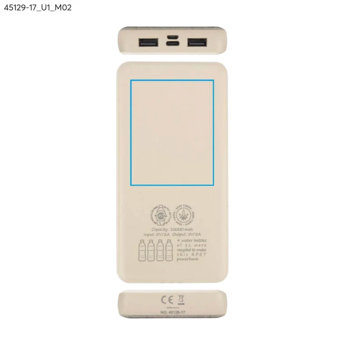 Schemat znakowania dla Nadruk UV - U1 na gadżecie: REPPO powerbank eko 10000 mAh rPET, naturalny