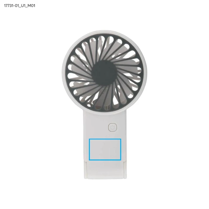Schemat znakowania dla Nadruk UV - U1 na gadżecie: Breezi biały wentylator USB-C z logo, 3 tryby, akumulator