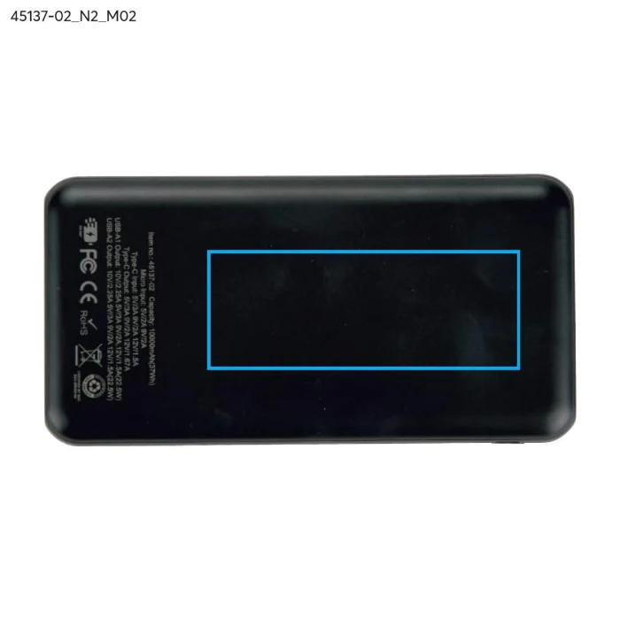 Schemat znakowania dla Tampondruk - N2 na gadżecie: MAGION powerbank z szybkim ładowaniem 10000 mAh czarny