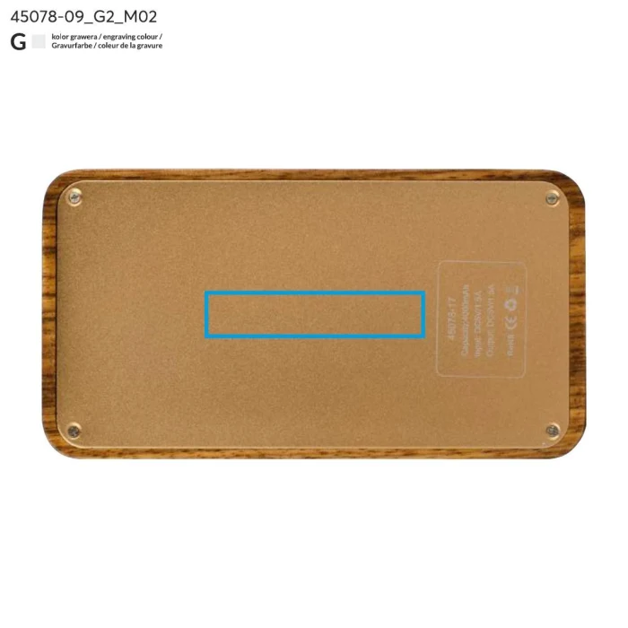Schemat znakowania dla Grawerowanie laserowe - G2 na gadżecie: VIOUR power bank drewniany 4000 mAh brązowy