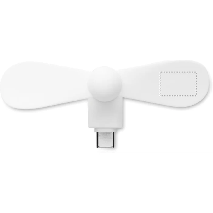 Schemat znakowania dla Tampondruk - P5 na gadżecie: Biały mini wentylator USB-C z logo – gadżet reklamowy