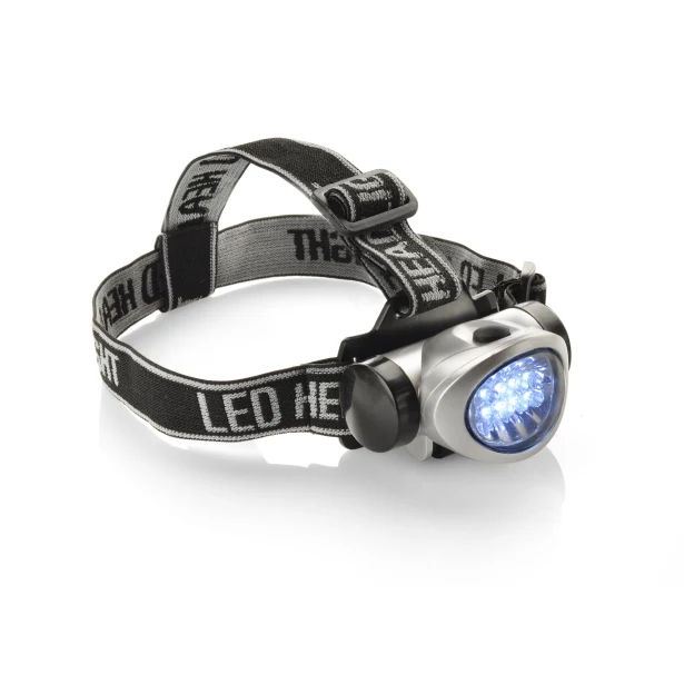 Latarka z logo firmy HORUS srebrna 8-LED