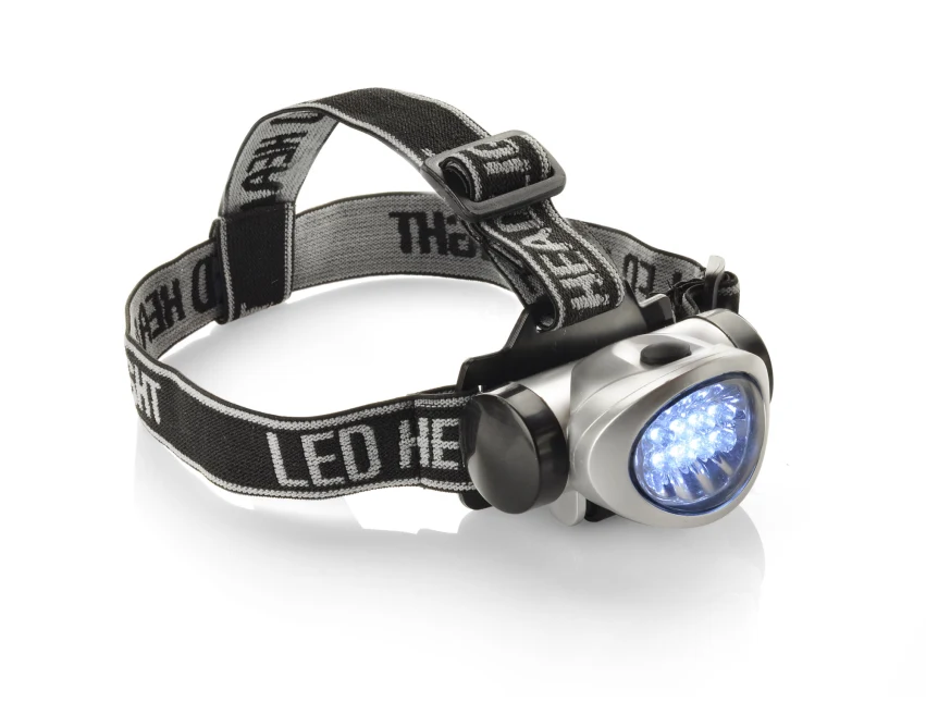 Latarka z logo firmy HORUS srebrna 8-LED