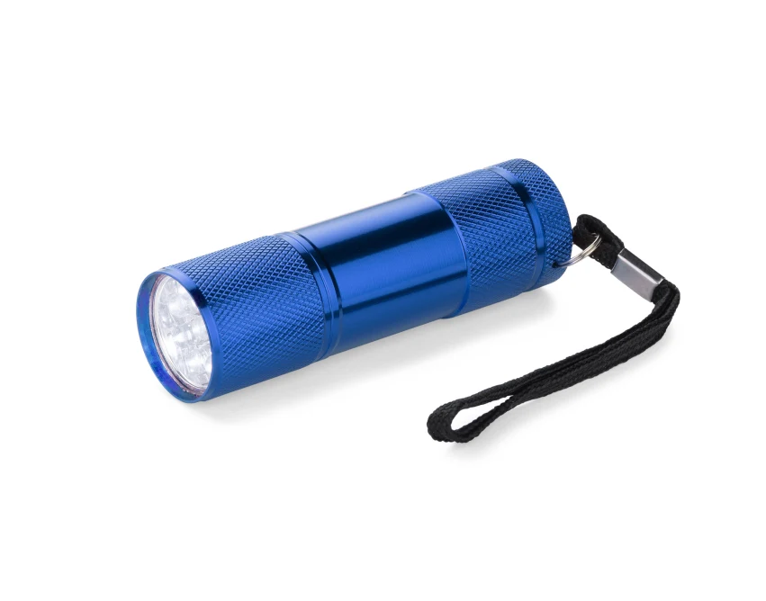 Latarka RAY 9 LED aluminiowa z logo niebieska
