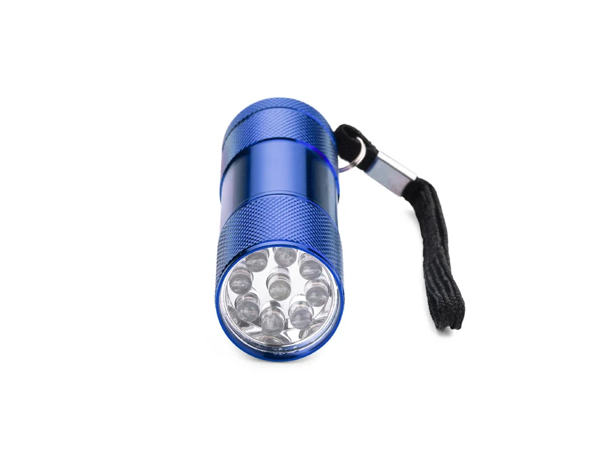 Latarka RAY 9 LED aluminiowa z logo niebieska