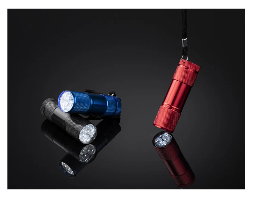 Latarka RAY 9 LED aluminiowa z logo niebieska