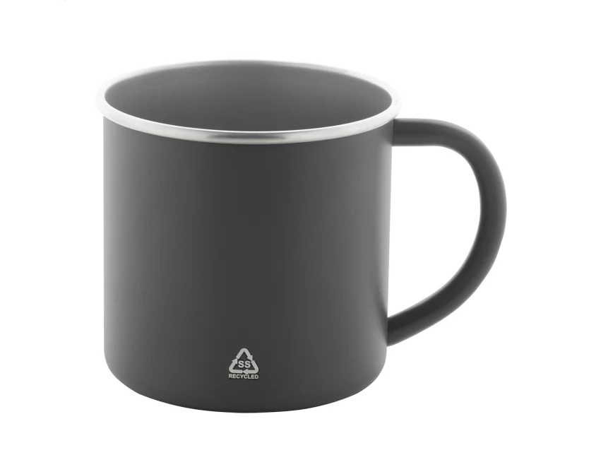 Szary matowy kubek metalowy z grawerem 300 ml
