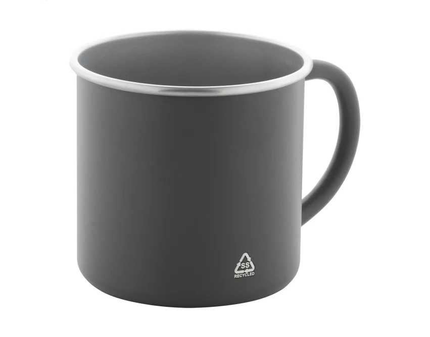 Szary matowy kubek metalowy z grawerem 300 ml